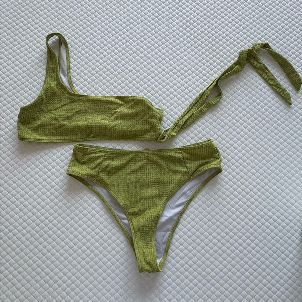 SHEIN Olive Green One-Shoulder Bikini